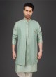 Lucknowi Work Silk Nehru Jacket Suit